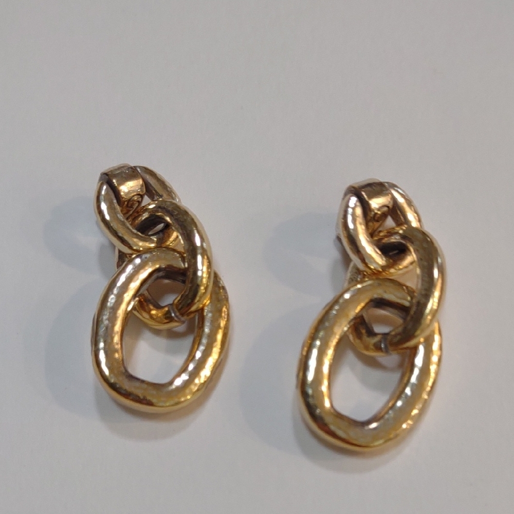 Gold-Tone double-link chunky chain earrings
